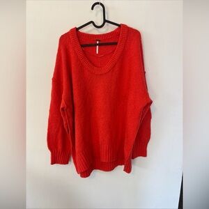 Free People Vibrant orange scoop Neck Sweater